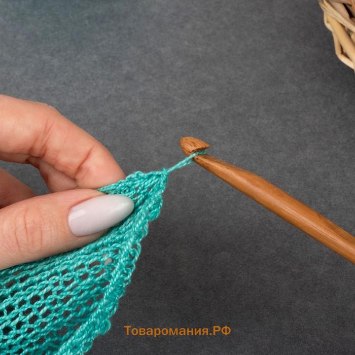 Крючок для вязания, бамбуковый, d=7 мм, 15 см