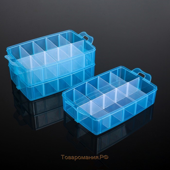 Бокс пластиковый для хранения, 3 яруса, 30 отделений, 25×17×18 см, цвет МИКС