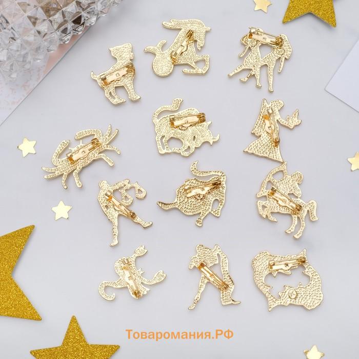 Брошь «Знаки зодиака» ассорти, гороскоп, белая в золоте