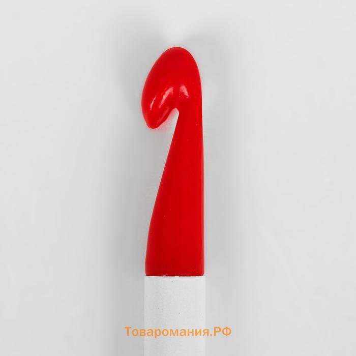 Крючок для вязания, d=7 мм, 16 см, цвет белый/красный