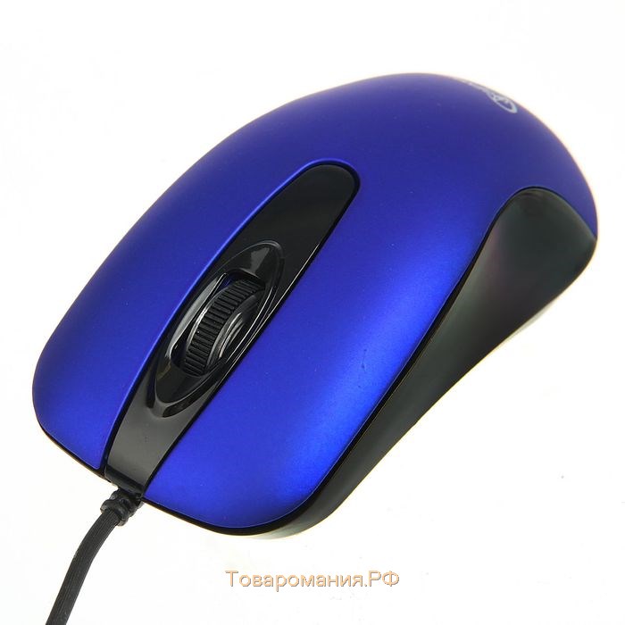 Мышь Gembird MOP-400, проводная, оптическая, бесшумная, 1000 dpi, USB, чёрно-синяя