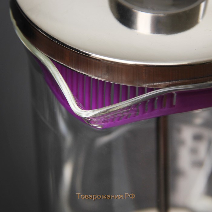 Чайник заварочный френч - пресс «Келли», 600 мл, стекло, цвет сиреневый