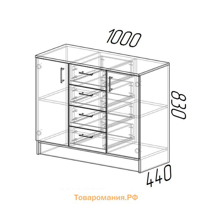 Комод для хранения «Эра» (К1000-2Д), 1000×430×830 мм, цвет венге/лоредо