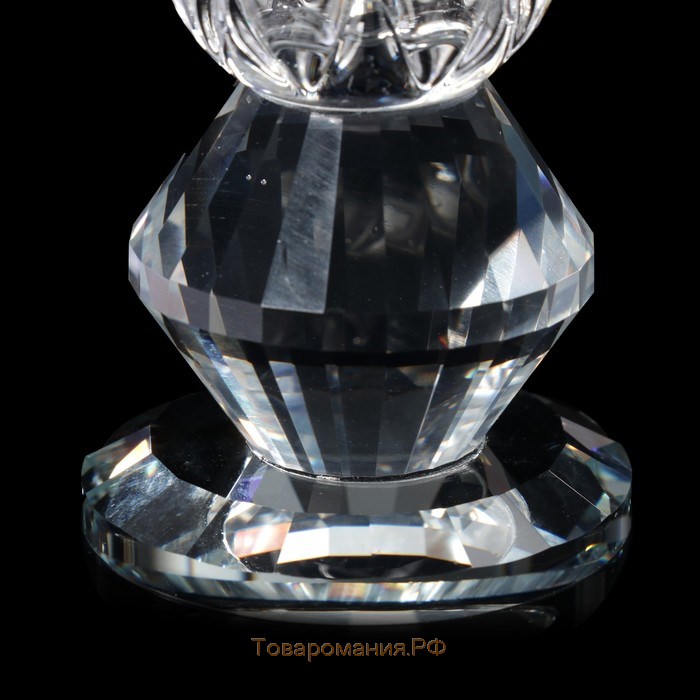 Подсвечник стекло на 1 свечу "Цветочек с хрустальным шаром" 7,5х6,8х6,8 см