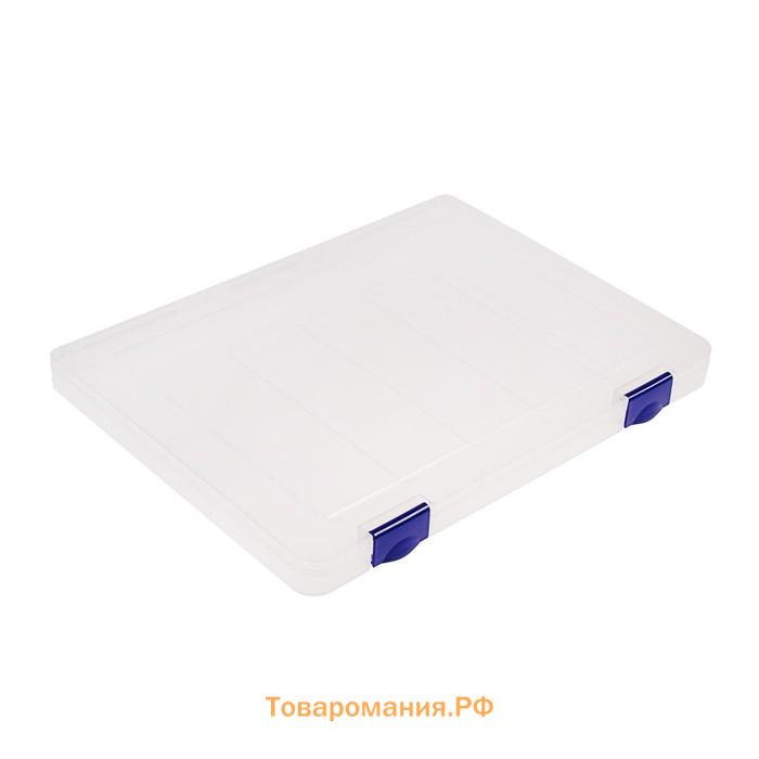 Папка для документов А4 Стамм, 230 х 305 х 23 мм, пластик, прозрачный корпус, синие защелки