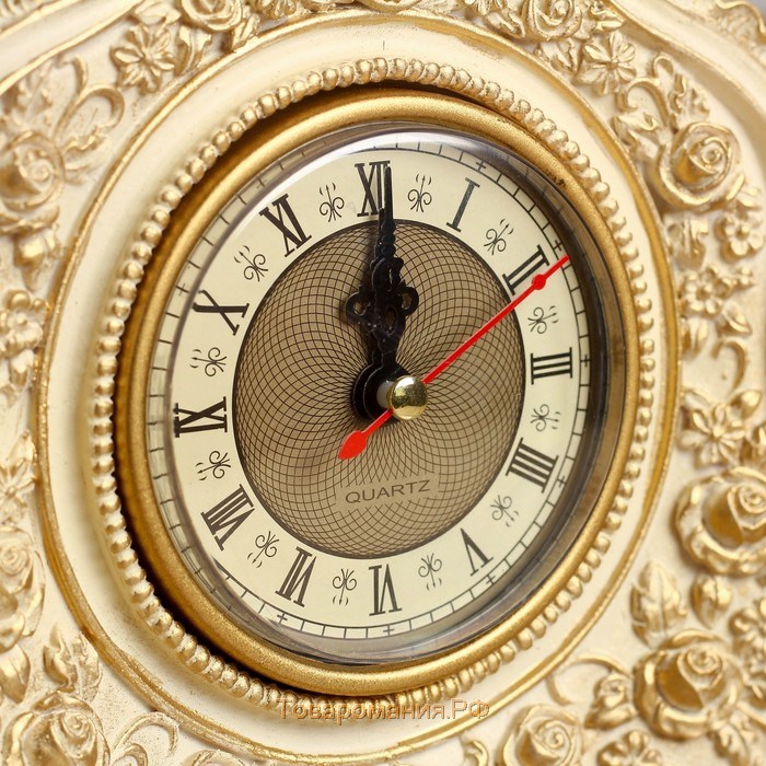 Часы настольные "Каминные", цвет  белый с позолотой, 21х19х6.5 см
