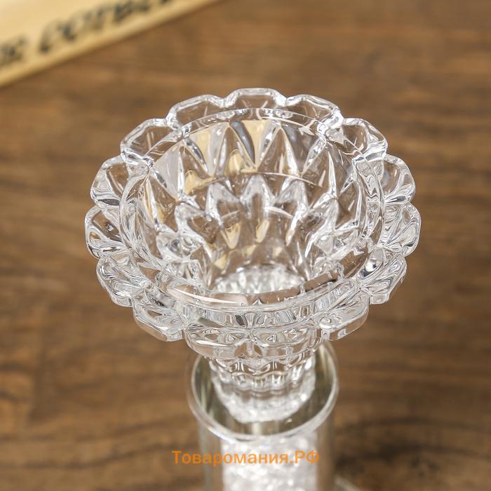 Подсвечник стекло на 1 свечу "Тюльпан с белыми шариками" прозрачный 13х6х6 см