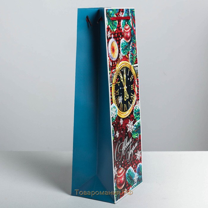 Пакет под бутылку крафтовый «Чудес в новогоднюю ночь», 13 × 36 × 10 см
