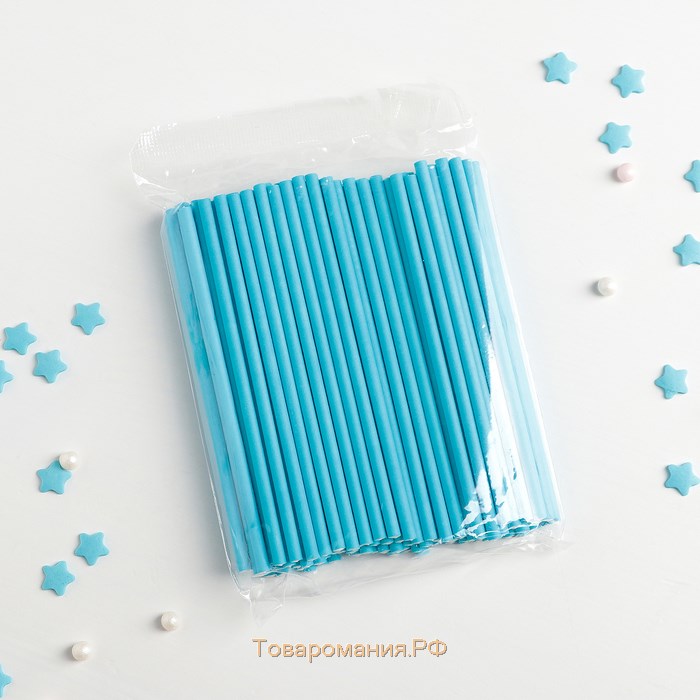 Палочки для кейк-попсов, 10×0,3 см, 100 шт, цвет синий