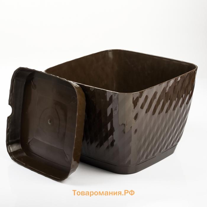 Горшок для цветов с поддоном «СибПолимер. Классика», 15 л, пластиковый, цвет шоколадный