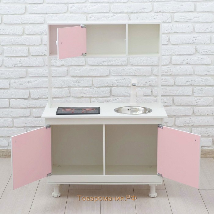 Игровая мебель «Кухонный гарнитур», световые и звуковые эффекты, цвет розовый, интерактивная панель