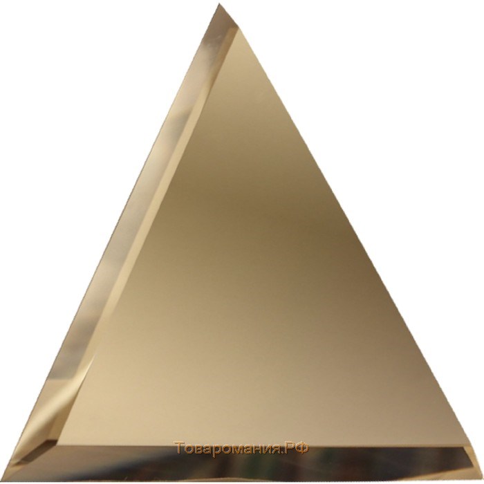 Треугольная зеркальная бронзовая плитка с фацетом 10 мм, 180х180 мм
