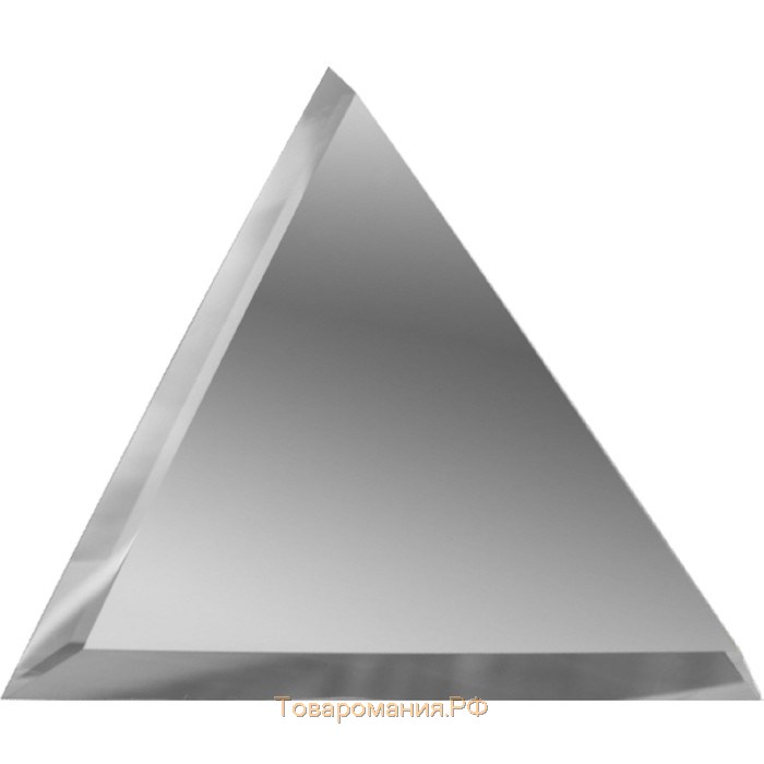 Треугольная зеркальная серебряная плитка с фацетом 10 мм, 180х180 мм