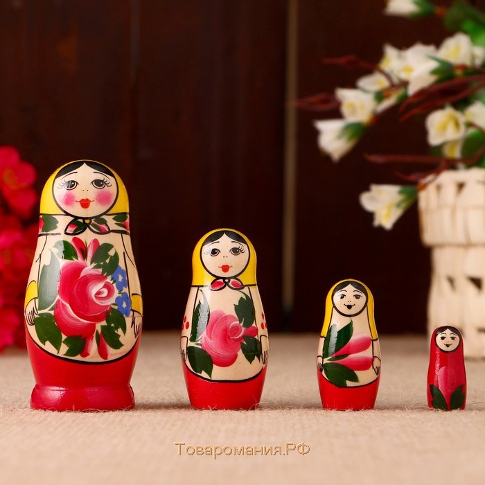Матрешка дерево «Семёновская», 4 кукольная, высшая категория