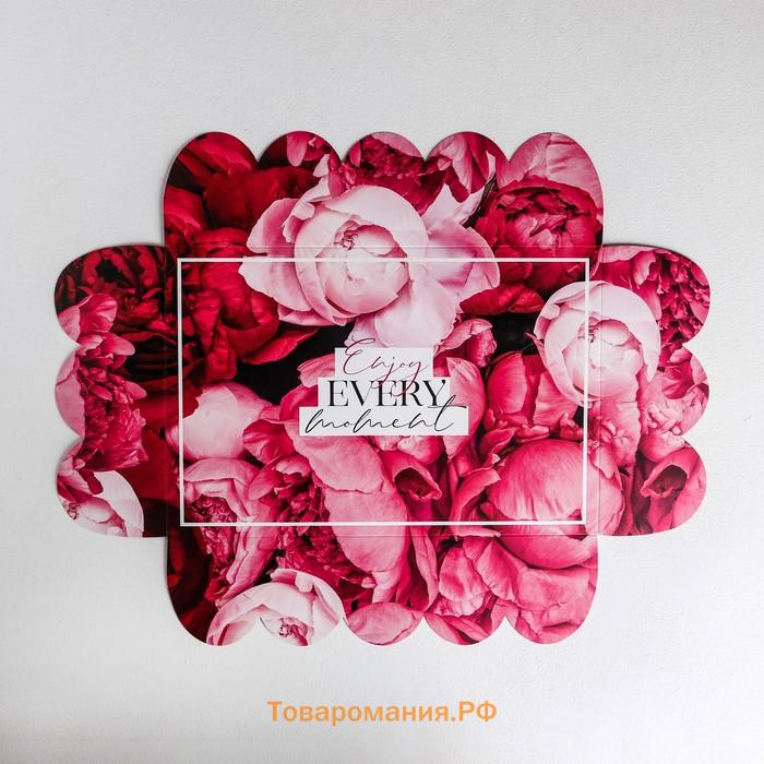 Коробка для печенья, кондитерская упаковка с PVC крышкой, Enjoy every moment, 20 х 30 х 8 см