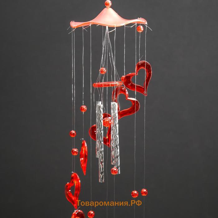 Музыка ветра «Сердце», 4 трубочки, 11 фигурок, 50 см