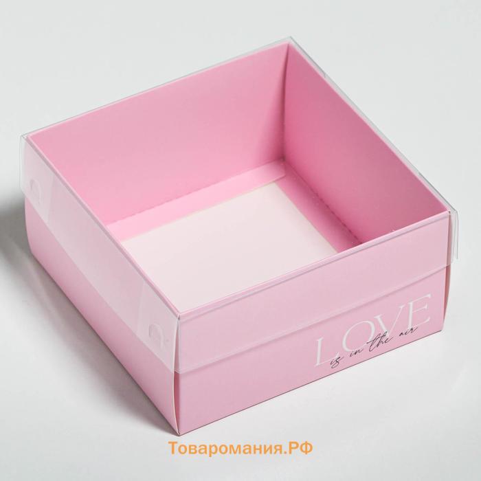 Коробка под бенто-торт с PVC крышкой, кондитерская упаковка «Love», 12 х 6 х 11,5 см