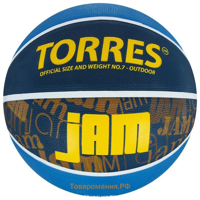 Баскетбольный мяч TORRES Jam, B02047, клееный, 8 панелей, р. 7, резина, бутиловая камера