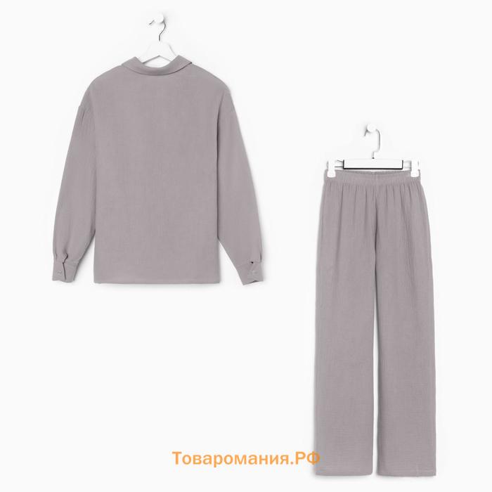 Пижама женская (рубашка и брюки) KAFTAN "Basic" размер 44-46, цвет серый