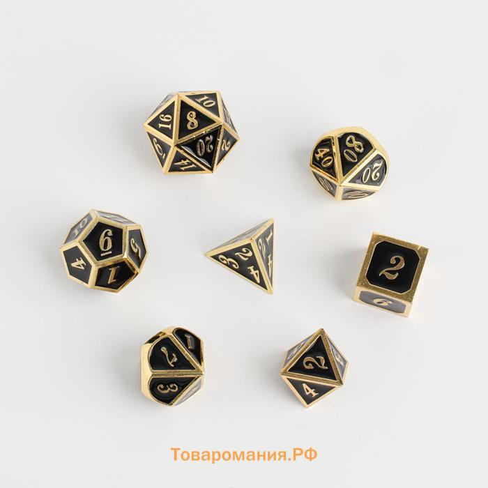 Кости игральные, дайсы для D&D (Dungeons and Dragons, ДнД), серия: D&D, "Золото", 7 шт