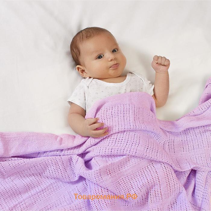 Одеяло вязаное, размер 100х140 см, цвет розовый