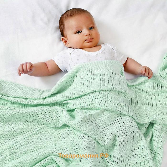 Одеяло вязаное, размер 100х140 см, цвет мятный