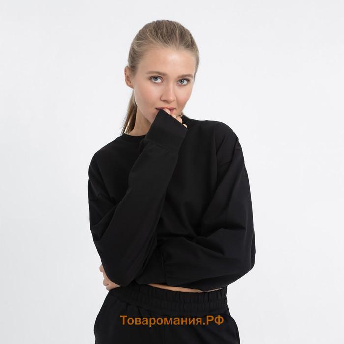 Костюм женский (брюки, свитшот) MINAKU: Casual Collection цвет чёрный, размер 42