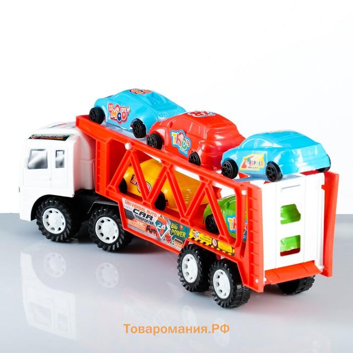 Автовоз «Большой транспорт», 32 см, 5 машинок, МИКС