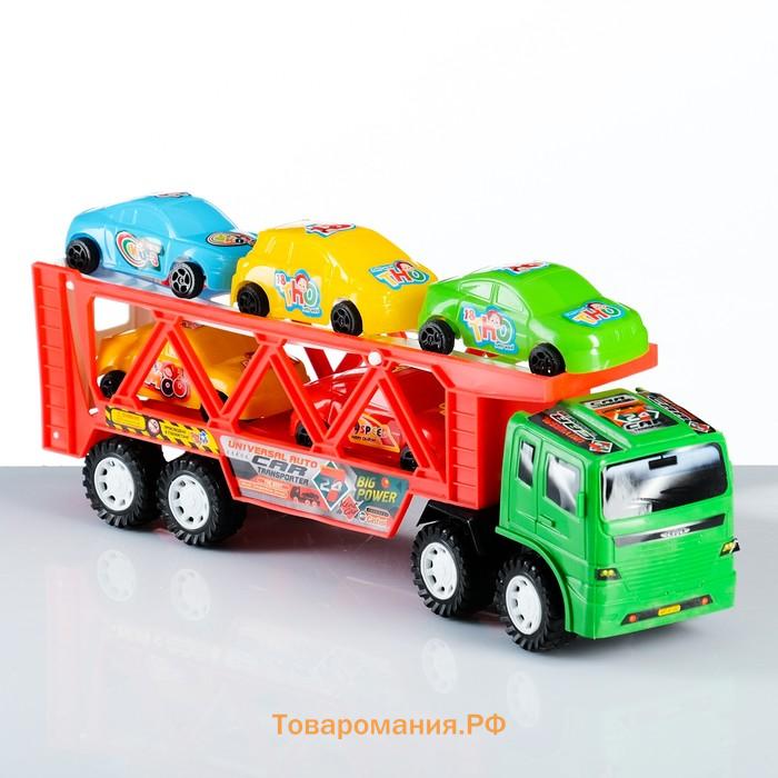 Автовоз «Большой транспорт», 32 см, 5 машинок, МИКС