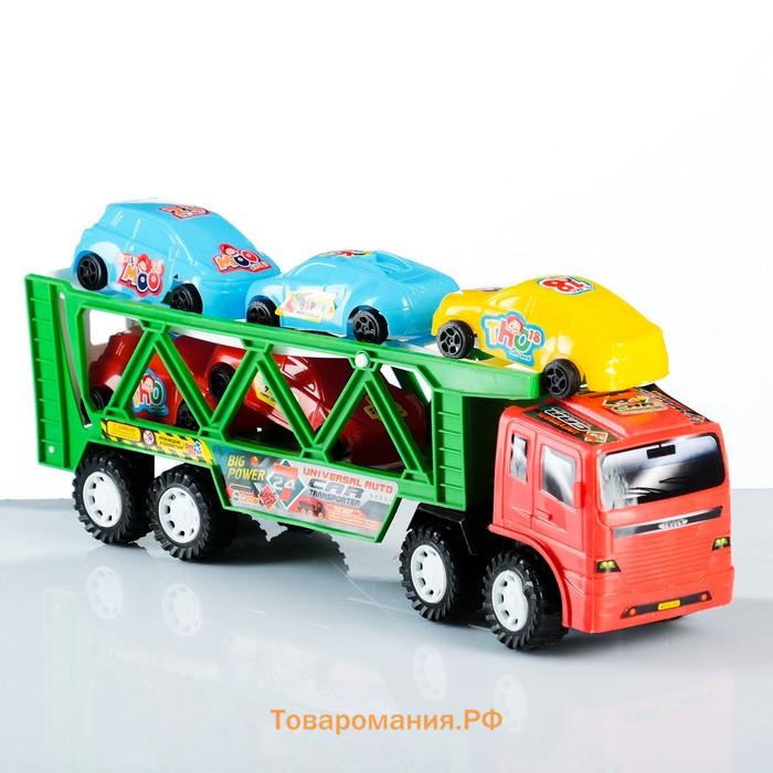 Автовоз «Большой транспорт», 32 см, 5 машинок, МИКС