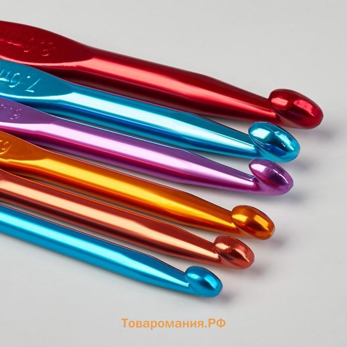 Набор крючков для вязания, d=2-8 мм, 14.5 см, 12 шт., разноцветный