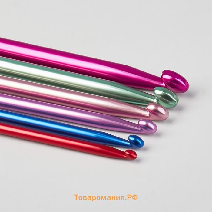Набор крючков для вязания, d=2-8 мм, 14.5 см, 12 шт., разноцветный