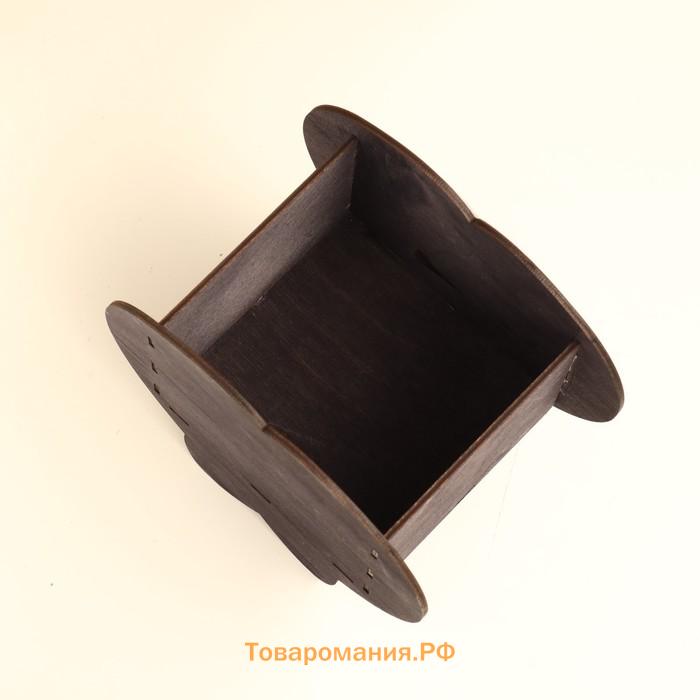 Кашпо деревянное "Пингвин" 15,5х10,5х14,5 см черный/белый