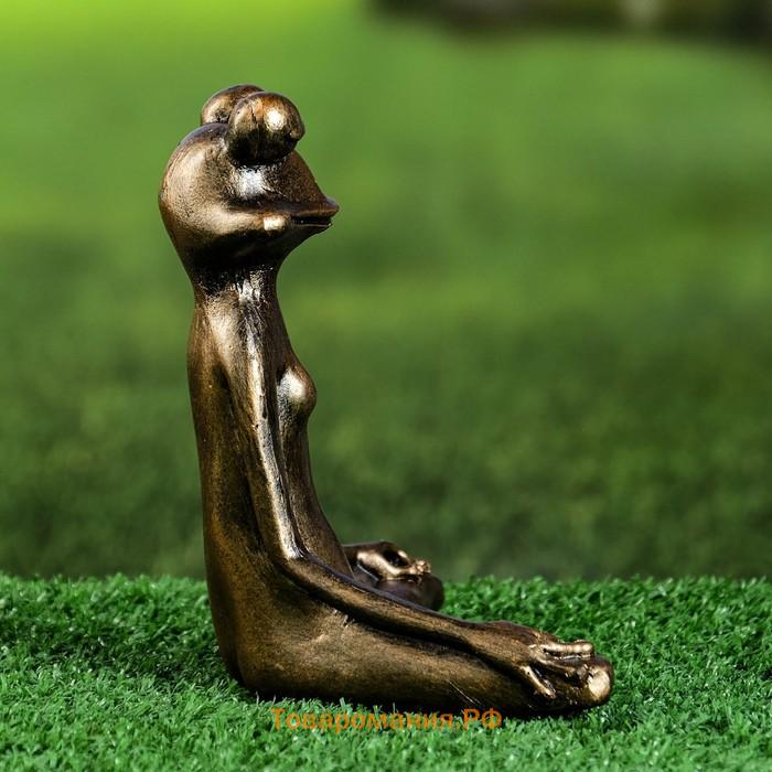 Фигура "Лягушка йог в позе лотоса" 16х16х6см, бронза