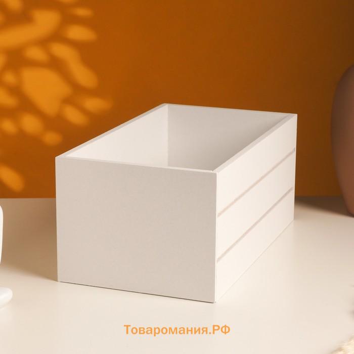 Кашпо для цветов, 25×14×11 см, деревянное, белое