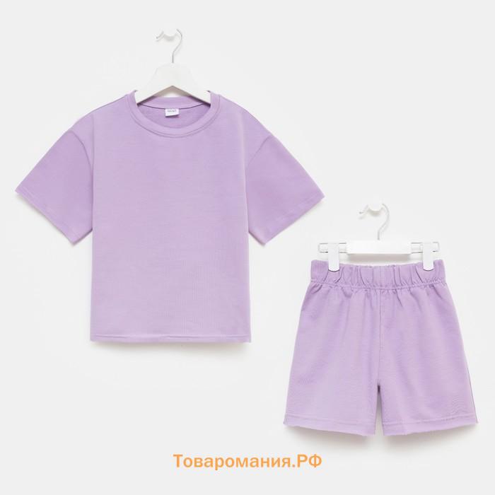 Костюм детский (футболка, шорты) MINAKU: Casual Collection цвет лиловый, рост 110