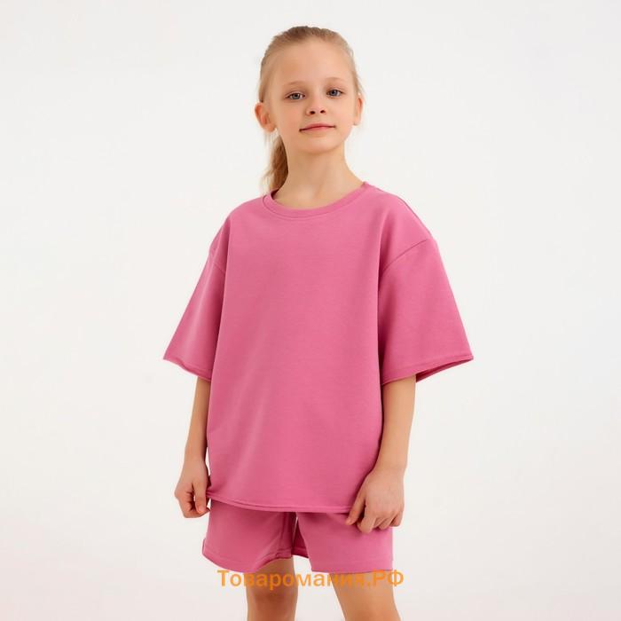 Костюм детский (футболка, шорты) MINAKU: Casual Collection цвет пудровый, рост 104