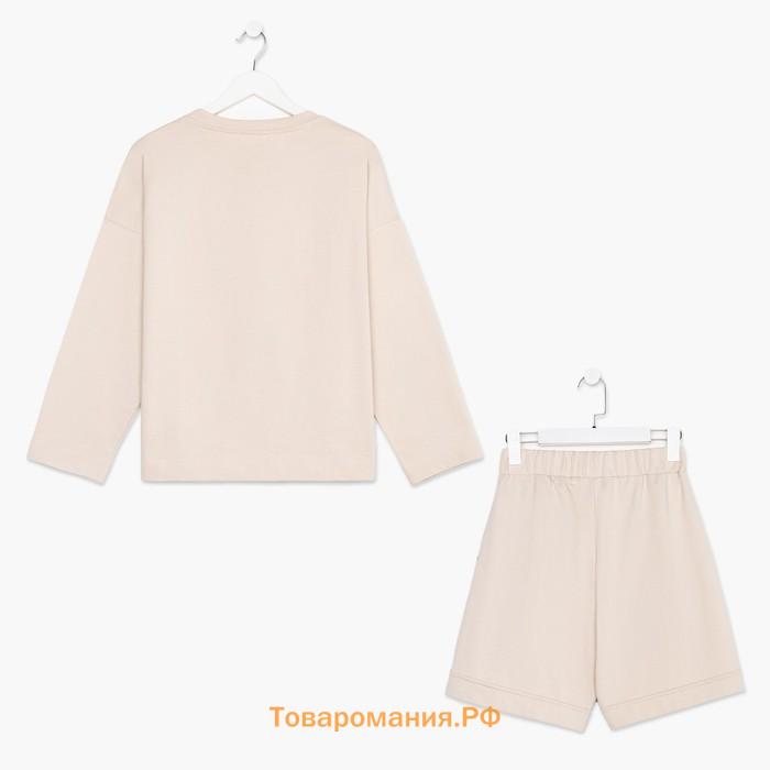 Костюм женский (толстовка и шорты) MIST, р. 48-50, бежевый