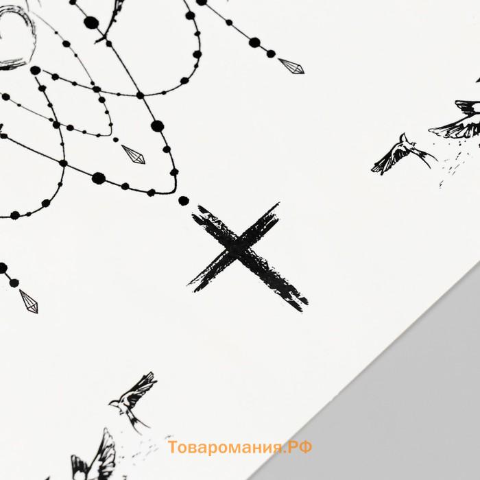 Переводные тату на тело чёрные «Чокер из птиц», 24×13.7 см