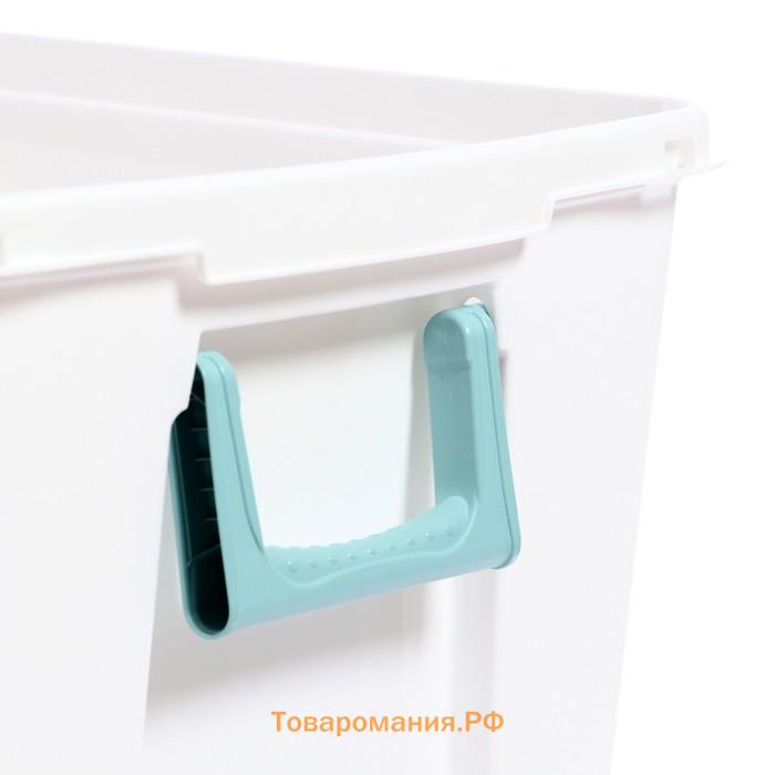 Ящик для хранения игрушек на колесах «Горы», с декором, 68.5×39.5×38.5 см, светло - голубой