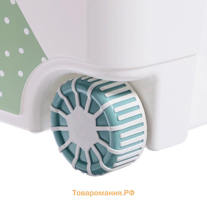 Ящик для хранения игрушек на колесах «Горы», с декором, 68.5×39.5×38.5 см, светло - голубой