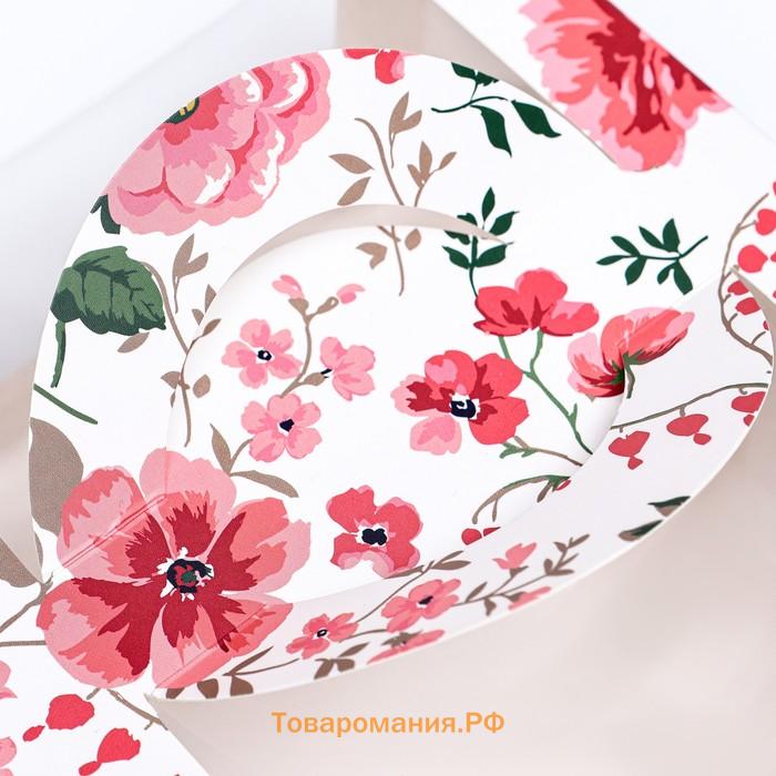 Коробка под бенто-торт с окном «Цветочная роспись», 14×14×8 см