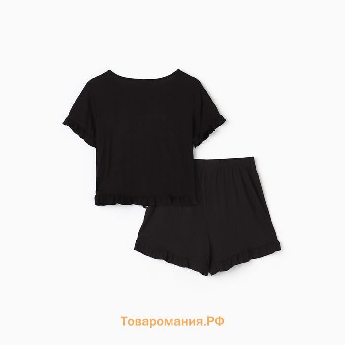 Пижама женская (футболка, шорты) KAFTAN Black, размер 52-54