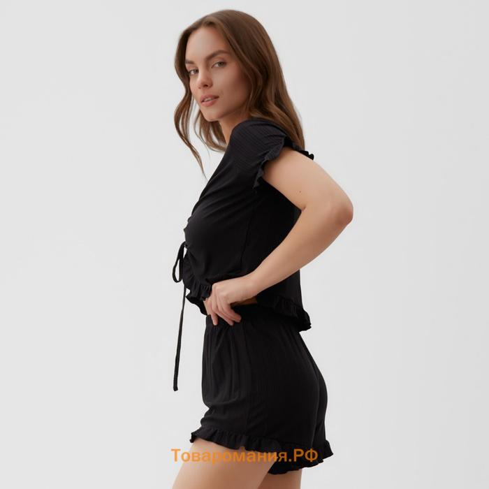 Пижама женская (футболка, шорты) KAFTAN Black, размер 52-54
