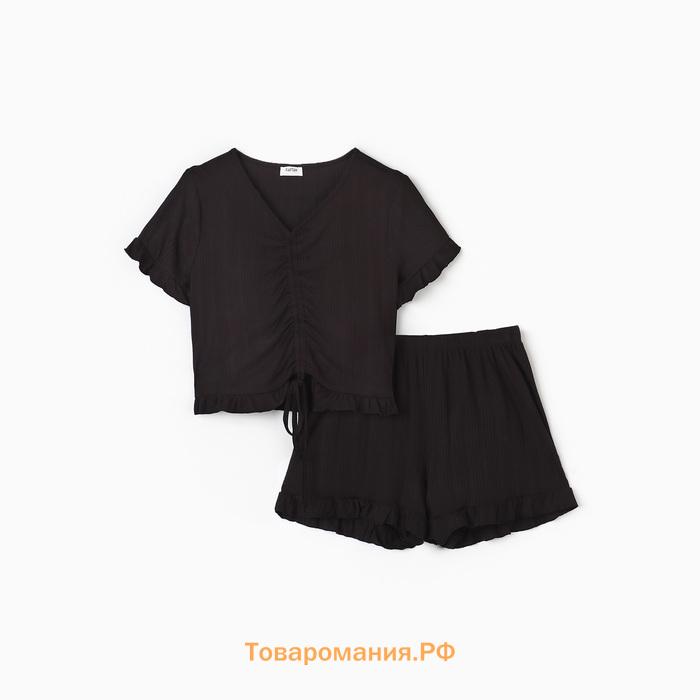 Пижама женская (футболка, шорты) KAFTAN Black, размер 52-54