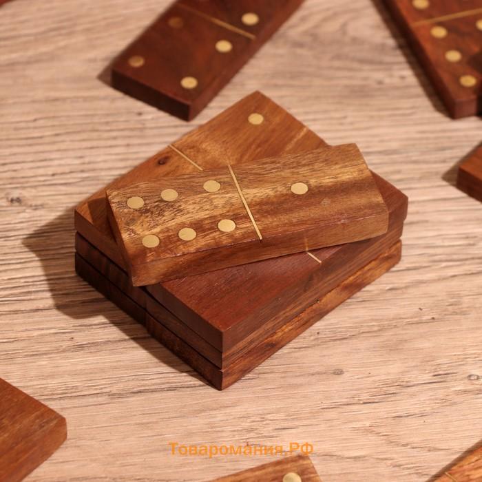 Игра настольная 3 в 1, шахматы, домино, кубики, доска 35×35 см, дерево шишам