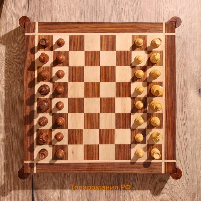Игра настольная 3 в 1, шахматы, домино, кубики, доска 35×35 см, дерево шишам