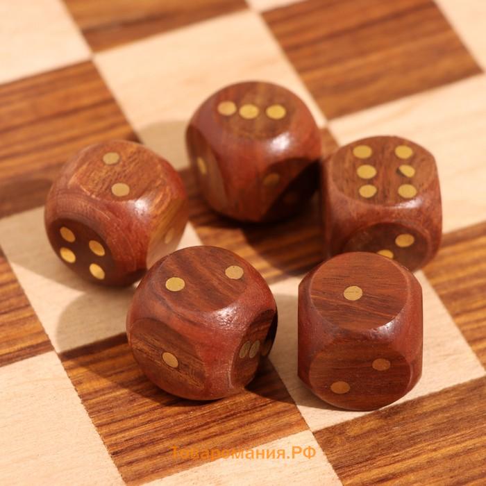 Игра настольная 3 в 1, шахматы, домино, кубики, доска 35×35 см, дерево шишам