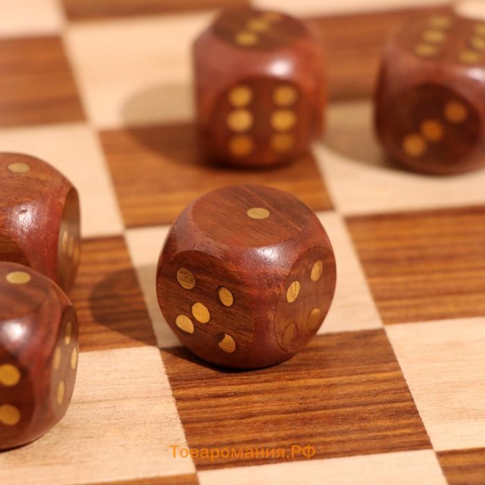 Игра настольная 3 в 1, шахматы, домино, кубики, доска 35×35 см, дерево шишам