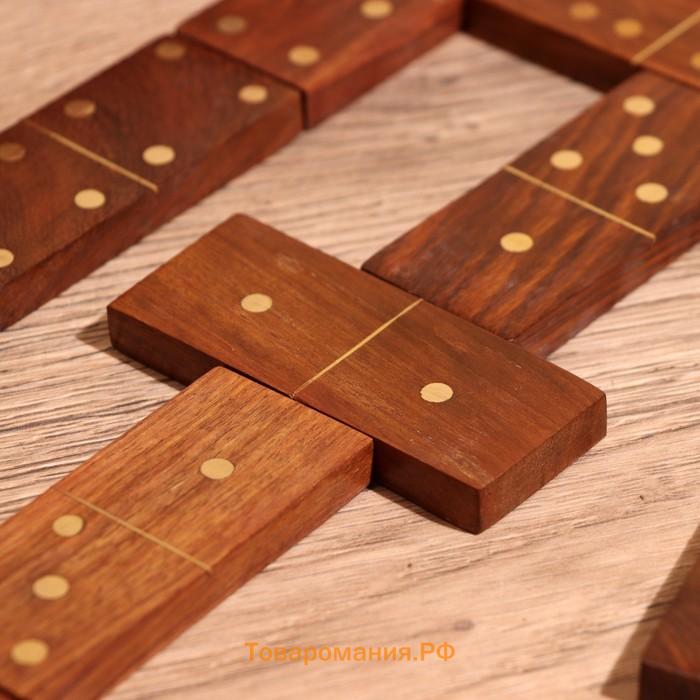 Игра настольная 3 в 1, шахматы, домино, кубики, доска 35×35 см, дерево шишам